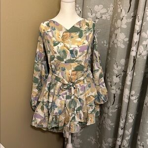 Elegant Floral Puff Sleeve Romper